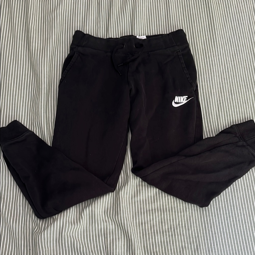 Nike Black Tapered Sweatpants with Elastic Cuffs